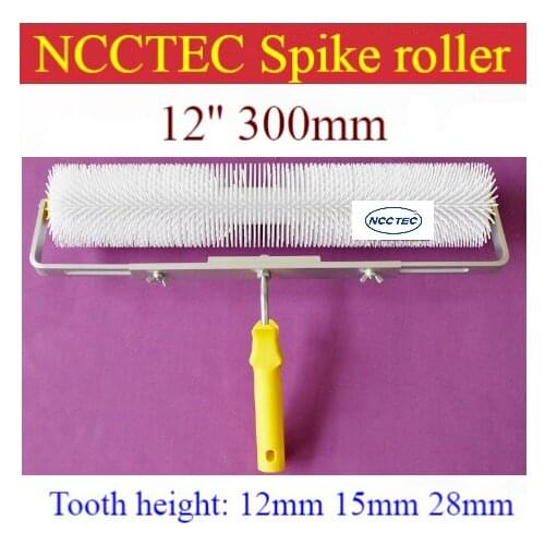 12'' 300mm NCCTEC spiked roller PS1212, PS1215, PS1228 for removing bubbles of epoxy self-flowing floor | teeth :11mm 21mm 31mm