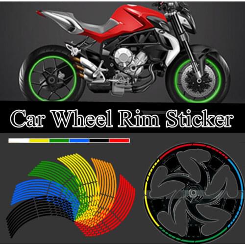 10"12"14"18" 16Strips Motorcycle Car Wheel Tire Stickers Reflective Rim Tape Motorbike Auto Decals Yamaha Suzuki Honda kawasaki