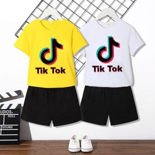 Tik Tok new short sleeve Tshirt + Shorts 2pcs Children Clothes Sport Suit Girls Boys Pajamas Sets Spring Kids Tik Tok 20 style