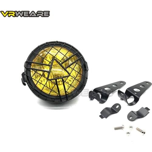 Motorcycle Universal Headlight Lampshade Grill Cover Retro Vintage Bracket Mask Mount Head lamp for Harley Cafe Racer Bobber