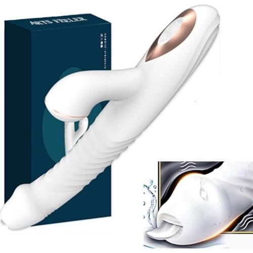 Rabbit Vibrator Sucking Tongue Licking G-spot Stimulator Telescopic For Women Swing Heating Dildos Vibrator Sex Toys