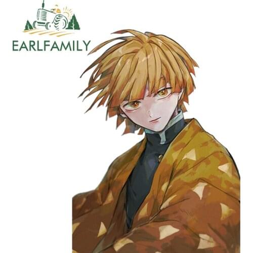 EARLFAMILY 13cm x 9.7cm For Zenitsu Cartoon Graffiti Decal Vinyl Car Stickers Waterproof Scratch-Proof Refrigerator Decoration