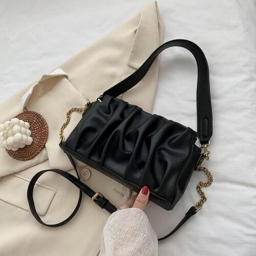 Solid Color Thick Chain Small PU Leather Crossbody Bags For Women 2021 Summer Shoulder Cross Body Bag Ladies Handbags