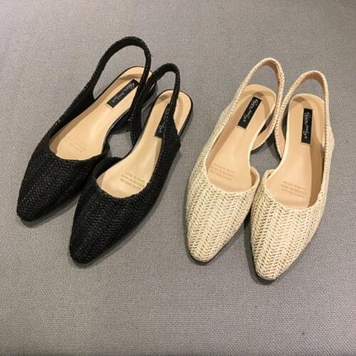 Side Cutout summer beach sandals woman back straps slip on mules flipflops flat shoes korean new sandalias weave rope breathable