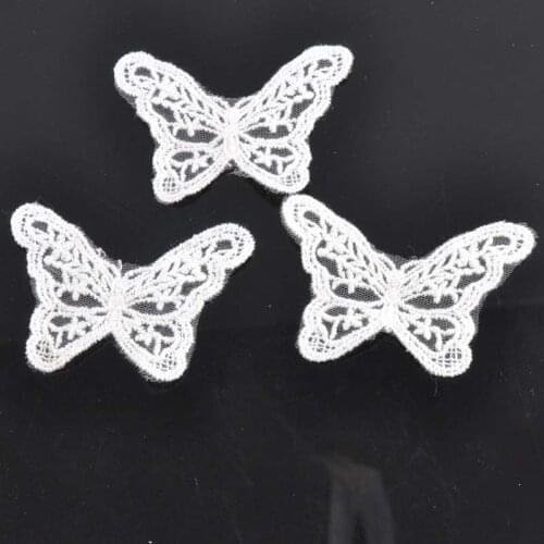 10pcs 6x7.8cm wide butterfly lace Embroidered Lace Edge Trim Wedding Dress Ribbon Applique Accessories Decoration CP0986
