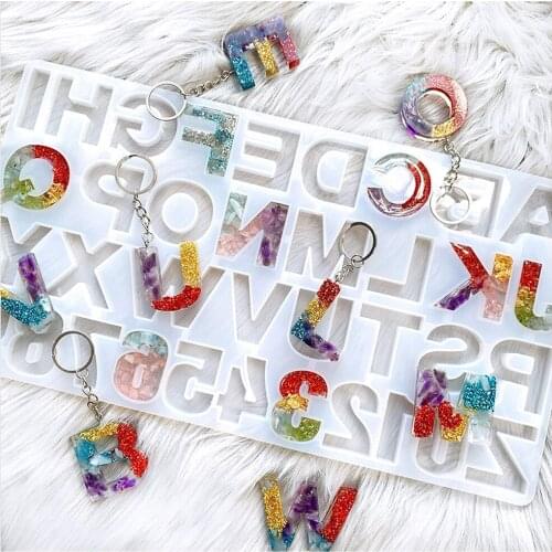 26 English Letters Numbers DIY Jewelry Epoxy Resin Mold Silicone Alphabet Digital Household Cupcake Sugar Craft Mould Accessorie
