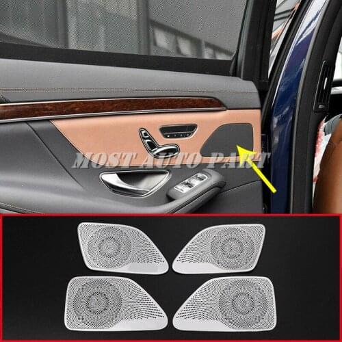 Aluminium Alloy Interior Door Stereo Speaker Cover Trim For Mercedes benz S Class S320L S350l 2014-2018 4pcs Car Decoration