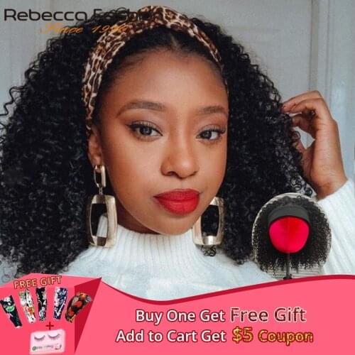 Afro Kinky Curly Headband Wig Human Hair Wigs For Black Women Cheap Headband Scarf Wig Glueless Curly Human Hair Wig 250 Density