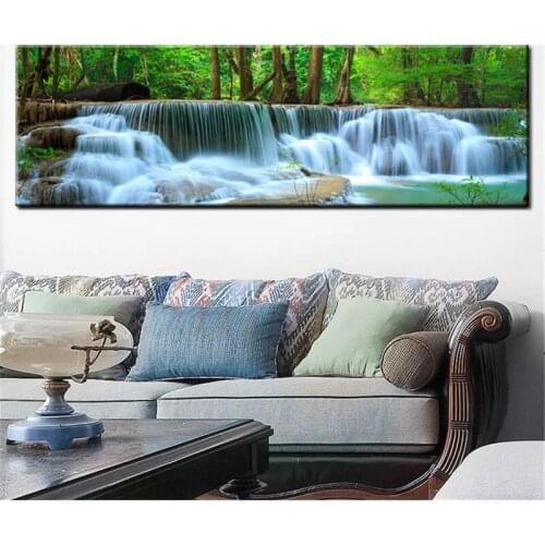 5D Embroidery Cross Stud Diamond Painting Accessories Rhinestone Full Square round Diamond forest waterfall landscape N1245