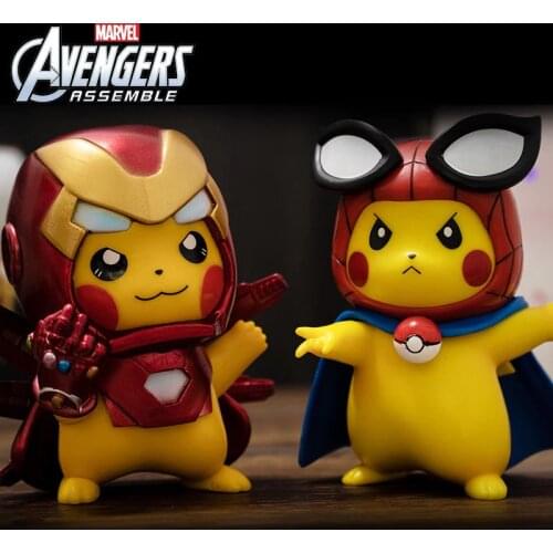 Pokemon Anime Action Figures Marvel Legends Iron Man Spiderman Avengers Pikachu Cosplay Fidget Toys Kawaii Popit