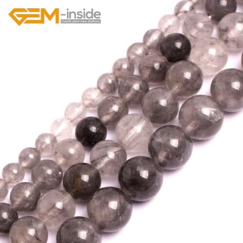 Natural Black Cloud Quartzs Beads Smooth Faceted Surface Natural Stone Bead For Jewelry Making Strand 15 Inch 6mm-14mm Wholesale