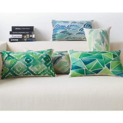 50*30cm Rectangle Pillow Case Nordic Color Geometry Cushion Cover Blue and Green Stripe Throw Pillows Home Decor Sofa Car covers