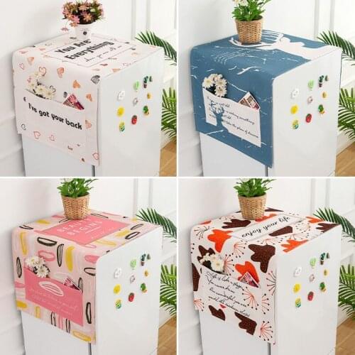 Refrigerator Cover Cloth Cotton Linen Dustproof Cloth Washing Machine Cover Cloth Sunscreen Waterproof Microwave Oven Covercloth