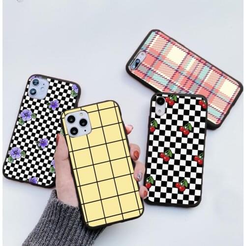 Plaid Checked Case For Samsung Galaxy S21 S20 FE Note 20 Ultra 10 9 S10 S9 S8 Plus S10e A8 A9 A7 A5 2018 2017 Cover Coque Cases