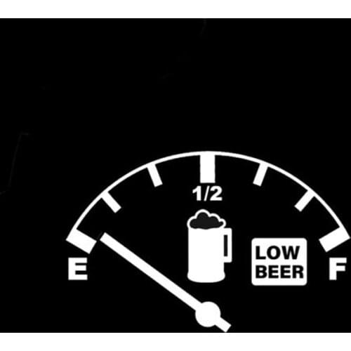 Black/Sliver Low in Beer Funny Car Sticker Gas Fuel Gauge Car Truck Full Tank Removable Waterproof Window Body Bumper CL831