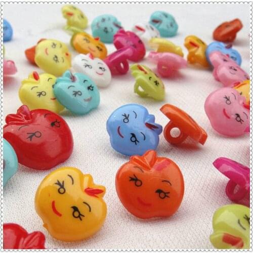 CNCRAFT 50PCS/LOT 13MM Cute Mix Colors Apple Cartoon Designs plastic buttons Sewing children Buttons