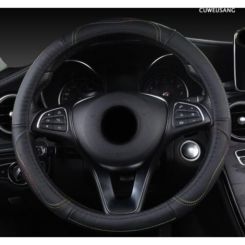 CUWEUSANG Leather Car Steering Wheel Cover For Hondas Civics CRV BRV Fit Jazz Accords City Freed Mobilio Stream