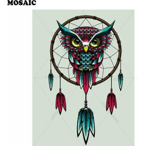 DIY 5D Diamond Painting Cross Stitch full square rhinestones Mosaic diamond Embroidery owl feathers Wall sticker Home Decor d70
