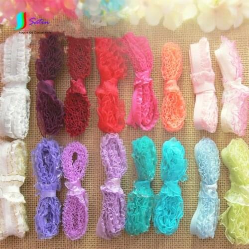 Colourful Double Single Fungus Lotus Leaf Edge Glass Yarn Elastic Band Lace DIY Fabric Art Sewing Materials Accessories S0298N