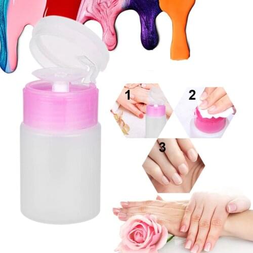 60ML Pump Dispenser Bottle Wash Remover Alcohol Liquid Cleaner Empty Plastic Press Bottle Nail DIY Manicure Tools 1PC