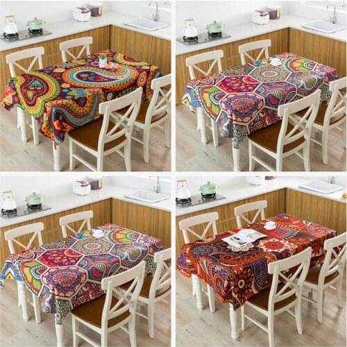 Bohemian color geometric table cloth linen waterproof Christmas pattern home coffee table tablecloth cotton table cover
