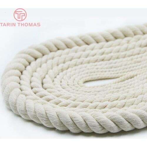 5mm 6mm 8mm 10mm 12mm 15mm No Dyeing Cotton Original Color 100% Cotton Three Strands Twisted Rope Cords 5 meters