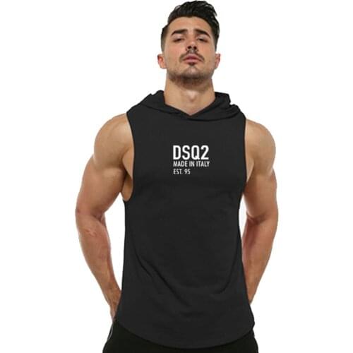 DSQ2 letters Summer new sports hooded vest Mens casual fitness vest running training clothing