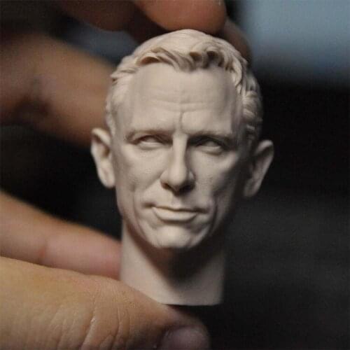 1/6 Scale James Bond 007 Daniel Craig Smile Version Unpainted Head Model for 12''Figures Body DIY