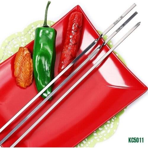 New 10pcs 45cm/40cm Stainless steel Flat BBQ Sticks Barbeque Skewers Kebab BBQ Stickers Grill Barbecue Accessories