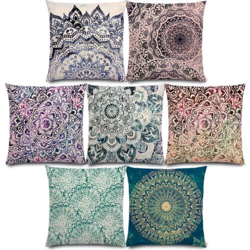 New Dreamy Rainbow Boho Beautiful Flower Gorgeous Floral Mandalas Fantasy Moon Stars Prints Cushion Cover Throw Pillow Case