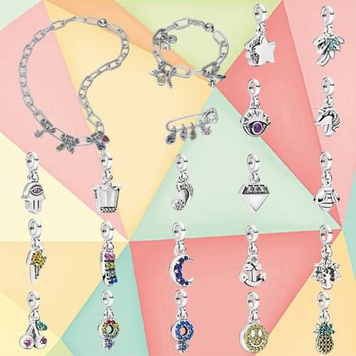 Kakany New High Quality 100% 925 Silver Original ME Series Colorful Smiling Flamingo Pendant Fashion Exquisite Diy Jewelry Gift