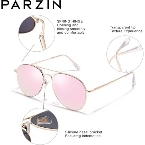 PARZIN Classic Aviation Sunglasses Women Sun Glasses For Men UV Protection Vintage Metal Frame Ladies Shades