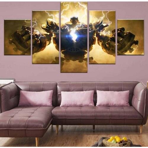 Home Decor Poster Pictures Prints Canvas 5 Piece Modular LOL Blitzcrank Game HD Living Room Decorative Paintin