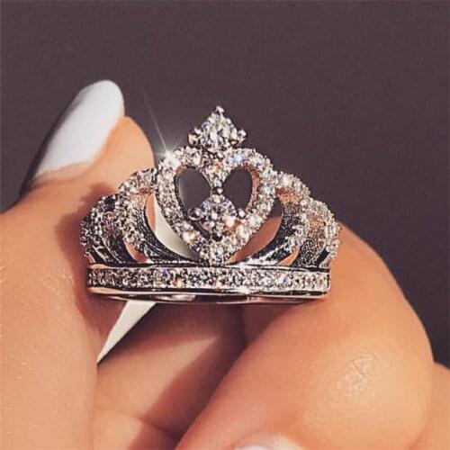Luxury Crown Zirconia Zircon Ring Womens Wedding Party Crystal Ring Jewelry wedding rings for women