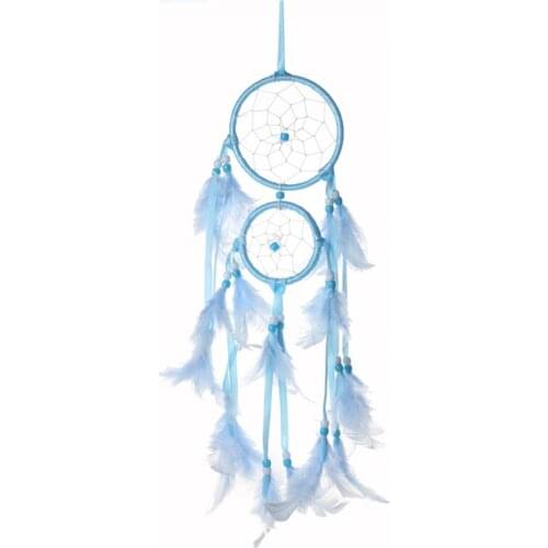 Creative Double Ring Dream Catcher Home Wall Decoration Pendant Circle Feather Beads Home Craft Mascot Car Interior Holiday Gift