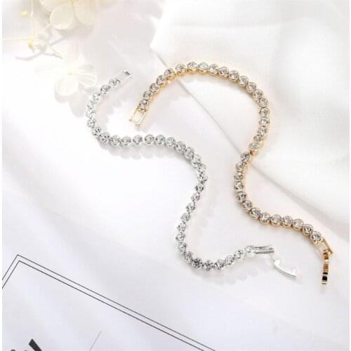 Wwomen Crystal Simple Diamond Chain Bracelet Vintage Elegant Jewelry Accessories Gift