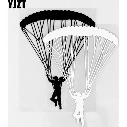 YJZT 12×15.8CM Extreme Sports Parachute Vinyl Car Sticker Decal Personalized Body Decoration Black / Silver 10A-0613