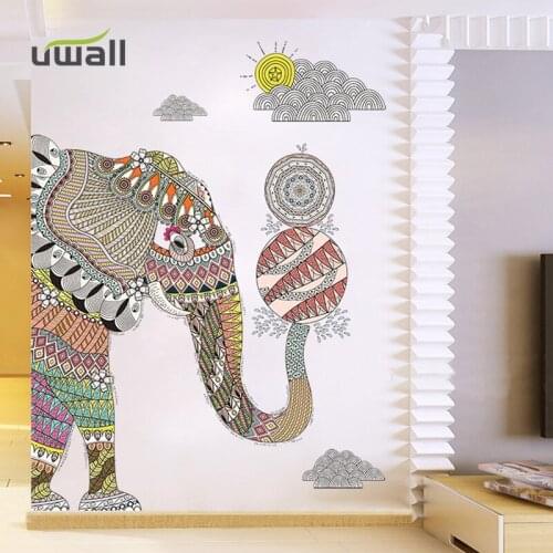 Southeast Asia Style Elephant Wall Stickers Self-adhesive Bedroom Home Decor Living Room Background Wall Decoration Sticker