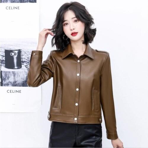 Plus Size Womens Leather Jacket Spring 2021 New Leather Coat Women Clothing Short Slim Motorcycle Jackets Female Coats Black