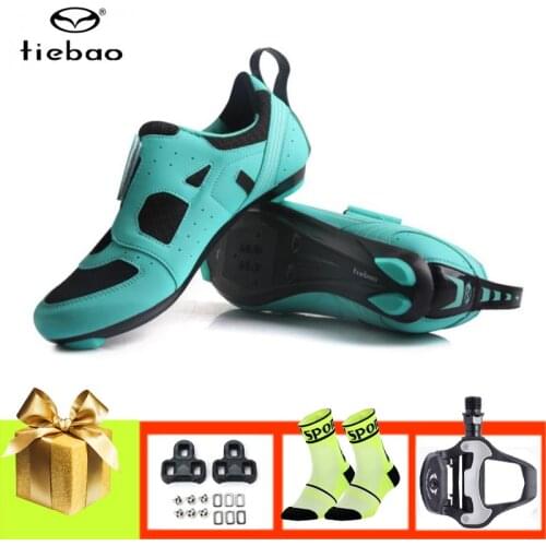 Tiebao Women Professional Road Cycling Sneakers Triathlon Ultra-light Self-locking Breathable Sapatilha Ciclismo Riding Footwear