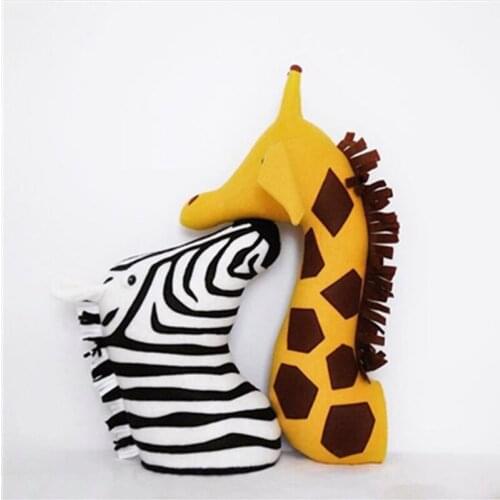 Giraffe Swan Elephant Zebra Animal Head wall-hanging stuffed animals Bedroom Decor Felt Artwork Wall Hanging Photo Props