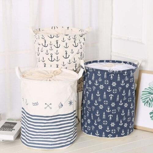 1pc Folding Laundry Basket Anchor Storage Barrel Standing Toys Clothing Storage Bucket Laundry Organizer Holder Bunch of Hampers