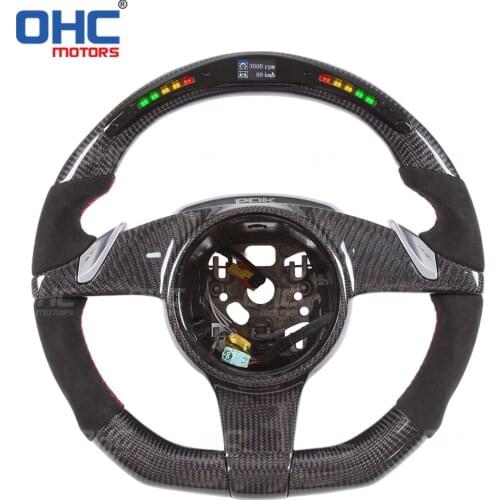 100% Real Carbon Fiber LED Display Steering Wheel compatible for Pors-che GTS GTR 911 Boxster GT Cayenne Macan 998 781 PKD