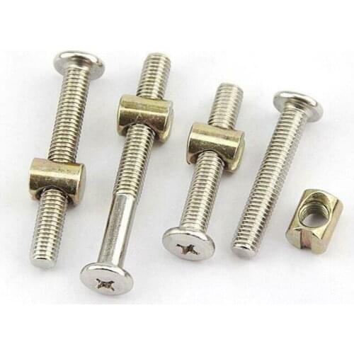 20 sets M6 Series Carbon Steel Nickel Plated Cross Flat Head Screw Galvanized Hammer Nut