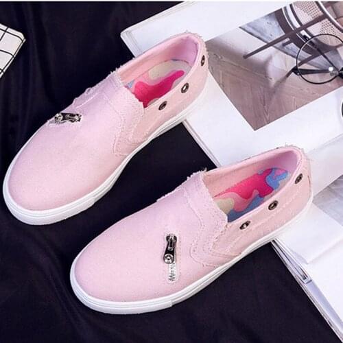 2021 Fashion Canvas Flats Women Ladies Espadrille Shoes Girls Zipper Round Toe Casual Flats