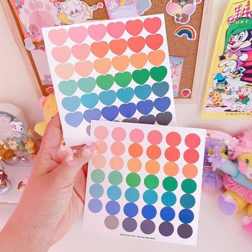 3pcs/lot Korean Style Cute Round Love Heart Colored Scrapbooking Stickers DIY Creative Dot Envelope Printing Wall Stickers