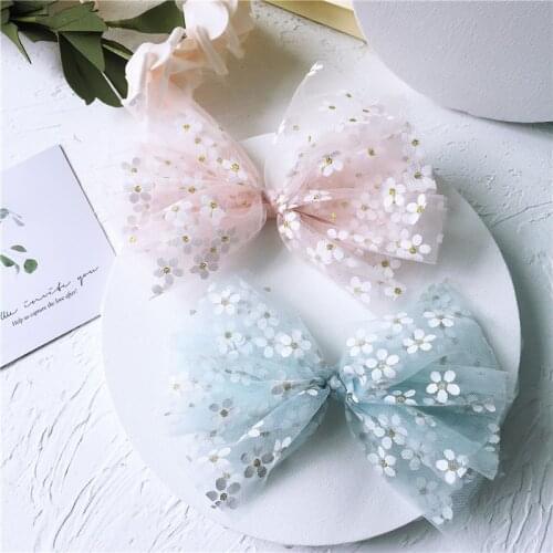 15*10cm 5pcs/lot chrysanthemum mesh bowknot flower for DIY Handmade Children Hair clip Accessories and garment Accessories