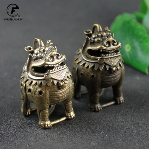 Antique Copper Classical Chinese Mythical Beast Incense Burners Ornaments Brass Mini Sandalwood Censers Home Decorations Crafts
