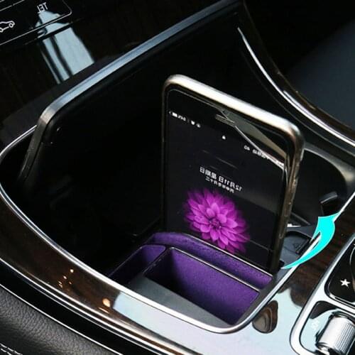 Car Central Storage Box Cup Holder Stand for Mercedes Benz C E Class W205 W213 GLC X253 Black Central Storage Box