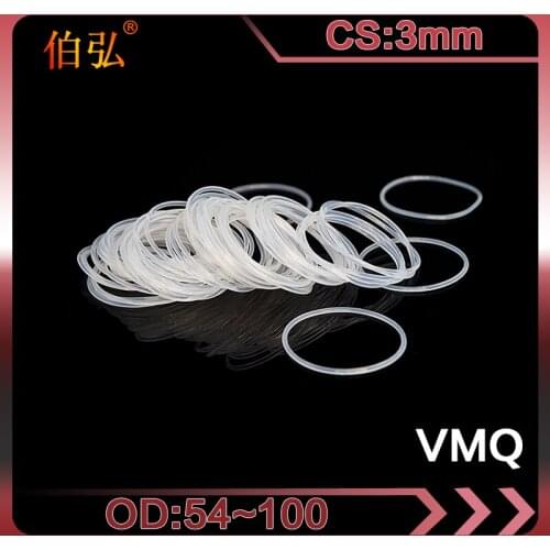 1PC/lot White Silicon O-Ring Silicone/VMQ OD54/55/60/65/70/75/80/85/90/95/100*3mm Thickness Rubber O Ring Seal Gasket Washer